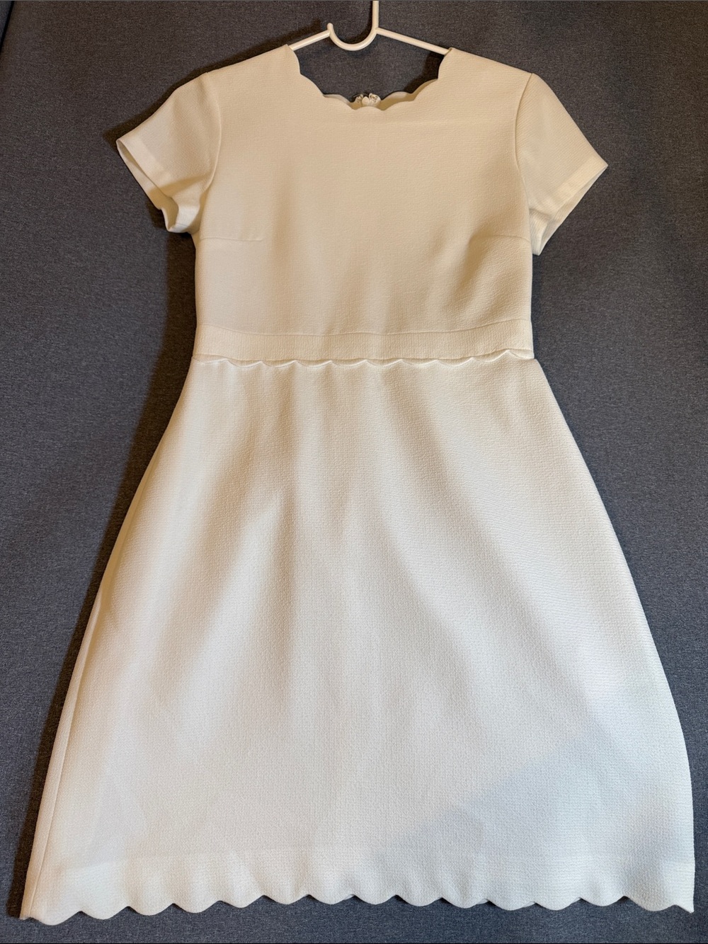 Club Monaco Ivory Scallop-Trim Mini Dress